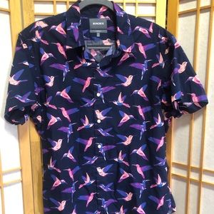 Bonobos Riviera Short Sleeve Navy Hummingbirds